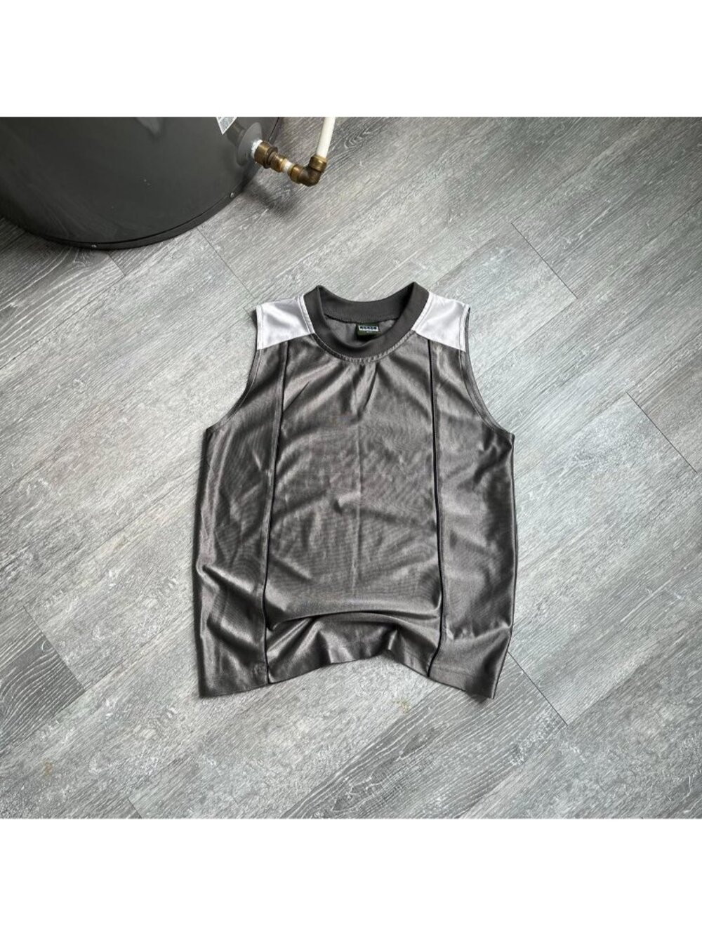 Charcoal Grey / Grey / Silver Vintage Y2K “Duos Sport” Activewear Style Tank Top